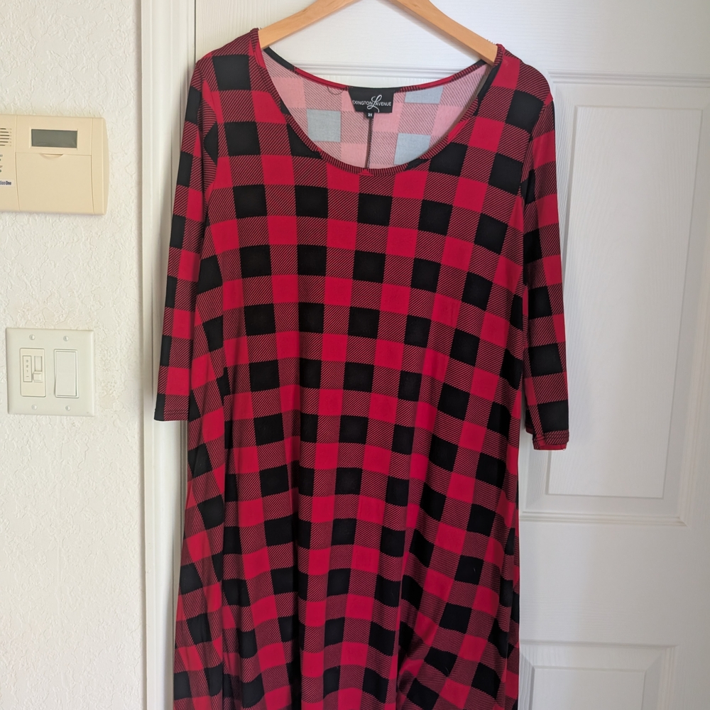 Chic Red and Black Checkered Dress